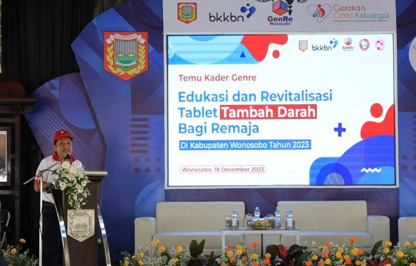 Bupati Wonosobo, Afif Nurhidayat, saat menghadiri Temu Kader Genre di Pendopo Selatan di Kabupaten Wonosobo, Senin (18/12/2023).