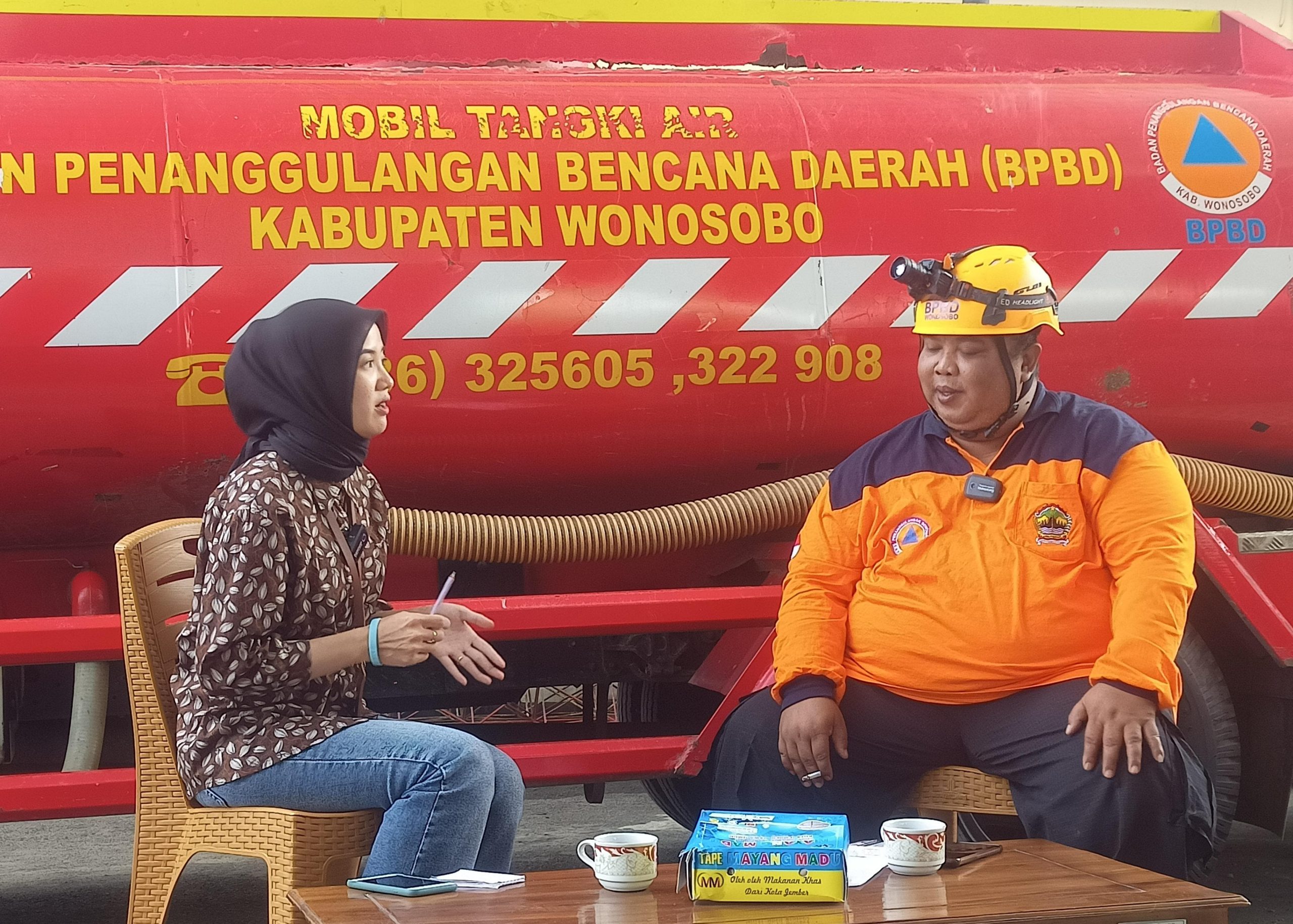 Wawancara Kepala BPBD Wonosoboo Dudi Herlino. Dok Bagus Mercusuar 26/4/2024