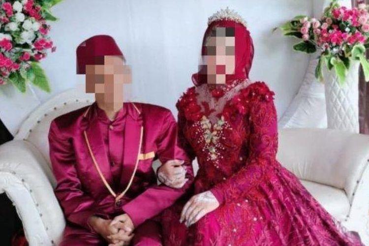 AK (26) dan ESH alias Adinda Kanza saat menikah, Minggu