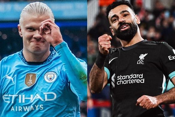 Erling Haaland dan Mo Salah. (Twitter/@ManCity/@LFC)