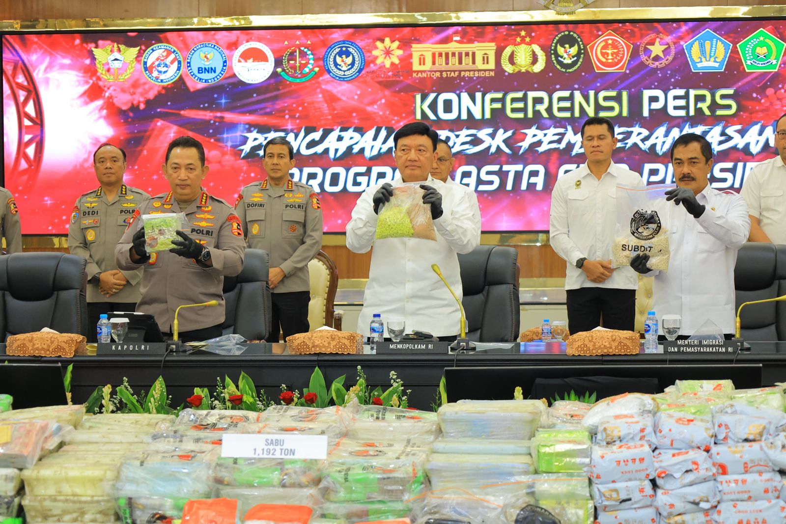 Jajaran Polri saat gelar kasus narkoba di Jakarta. (Dok.Polri)