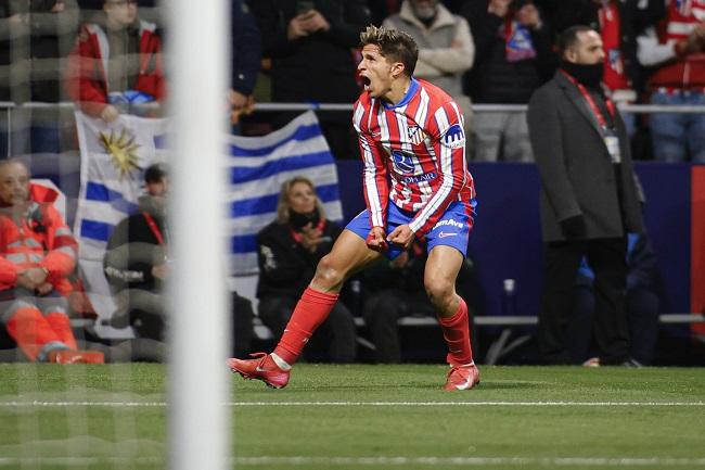 Pemain Atletico Maddrid berselebrasi usai mencetak gol ke gawang Getafe dalam ajang Copa del Rey. (Twitter/@Atleti)