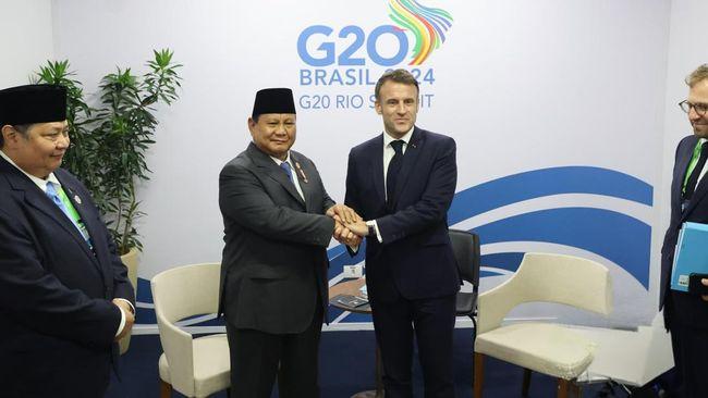 presiden prabowo subianto melakukan pertemuan bilateral dengan presiden perancis emamanuel macron di sela sela konferensi ting 169