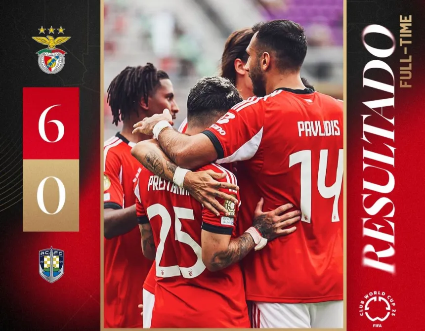 Gelandang Benfica Leandro Barreiro merayakan gol yang dicetaknya ke gawang Auckland City pada laga Grup C Piala Dunia Antarklub 2025 Stadion Inter & Co, Florida, Amerika Serikat, Jumat (20/6/2025) waktu setempat. Benfica memenangkan pertandingan itu dengan skor 6-0.